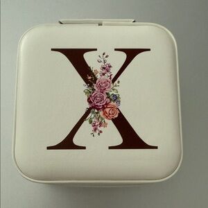 Chic Floral Initial Jewelry Box - White